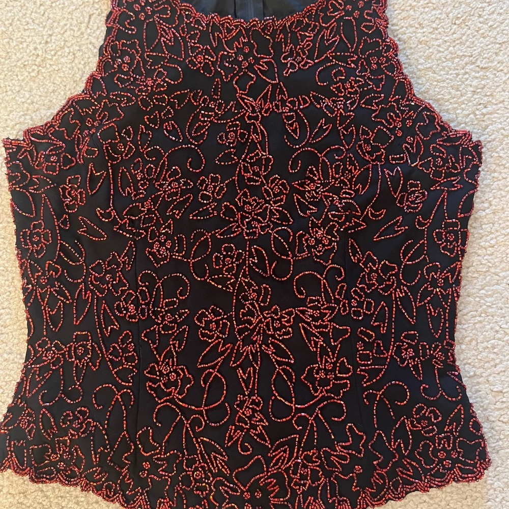 Dress Barn Black and Amber Beaded Top - Med